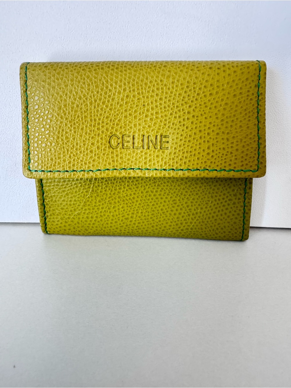 Authentic Celine Rare Lime Yellow Small Coin Wallet - Picture 1 of 7